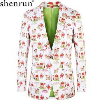 

Shenrun Men Blazer Casual Jacket Slim Fit Fashion Spring Autumn Print Pattern Suit Jackets Plus Size Party Prom Skinny Costume