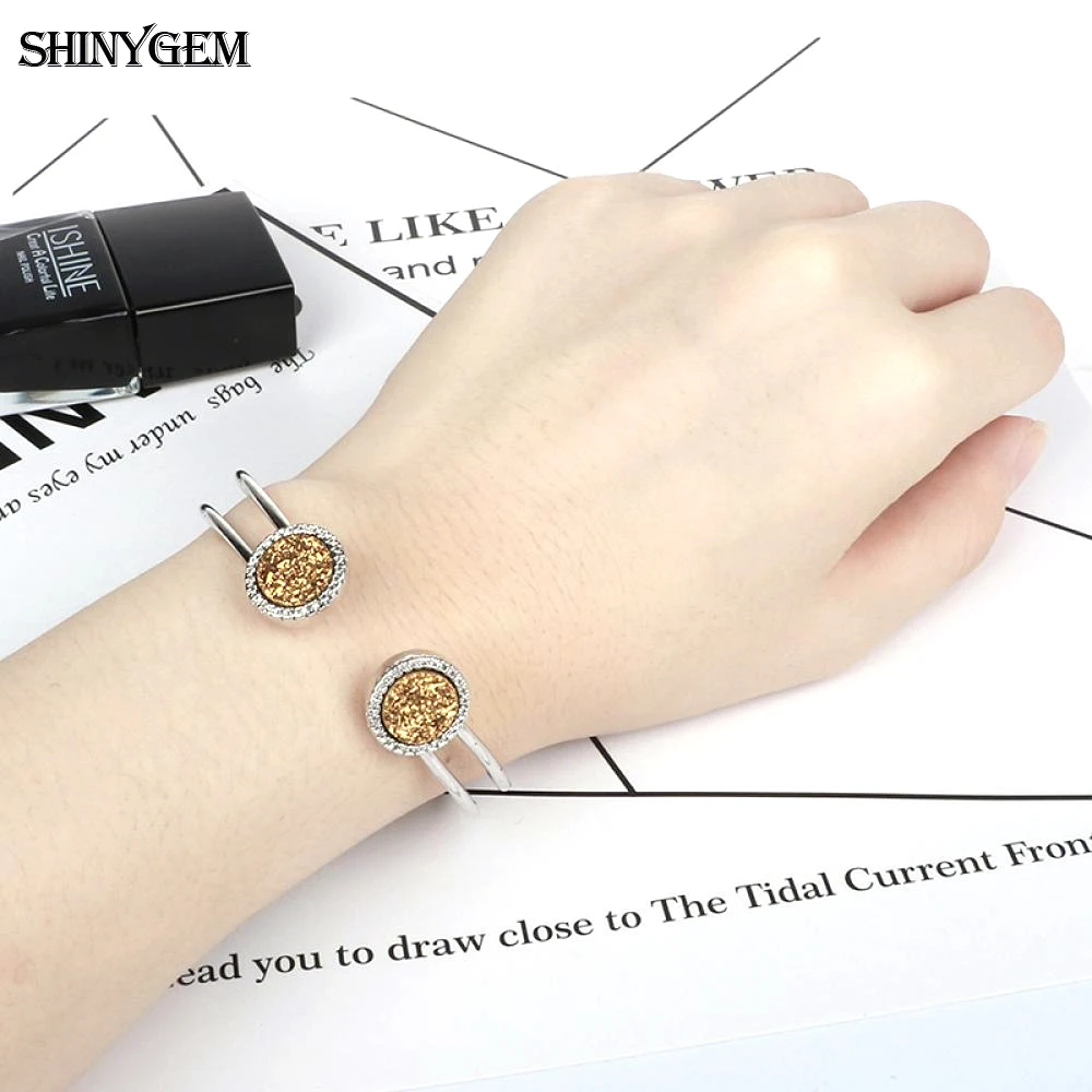 ShinyGem модные браслеты с двойными кристаллами инкрустированные цирконами