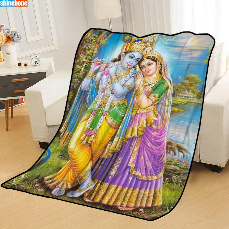 Новое поступление, одеяло Radha Krishna с рисунком, мягкое одеяло для дома/дивана/офиса, переносное одеяло для путешествий - Цвет: Blanket 3