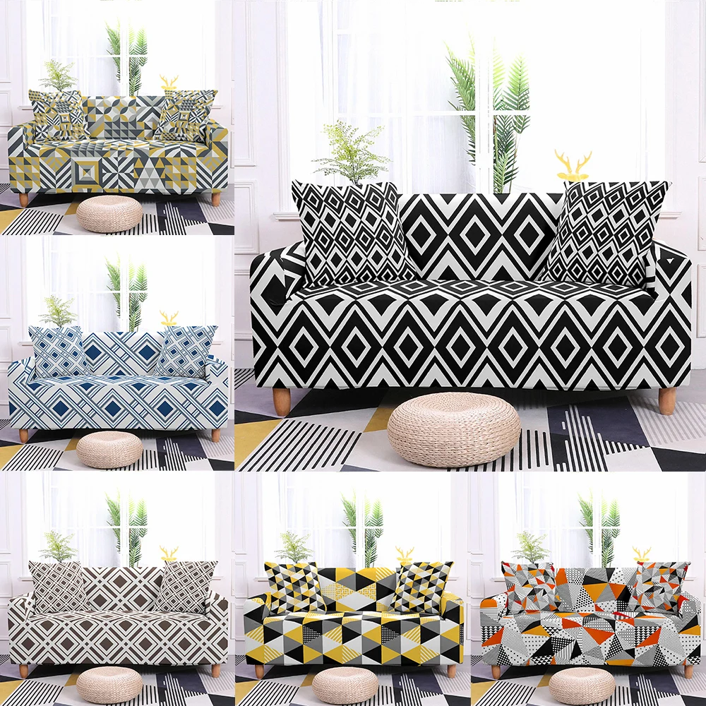 

Geometric Elastic Sofa Cover Stretch Couch Slipcovers Corner Sofa Covers For Living Room Sectional Couch Cover 1/2/3/4 Seater
