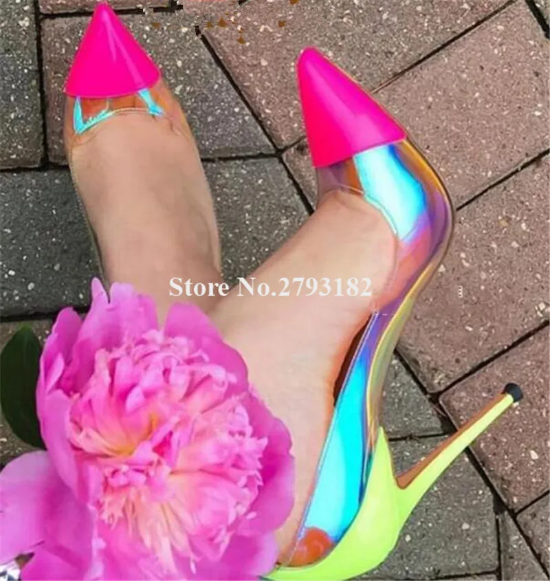 clear pink pumps