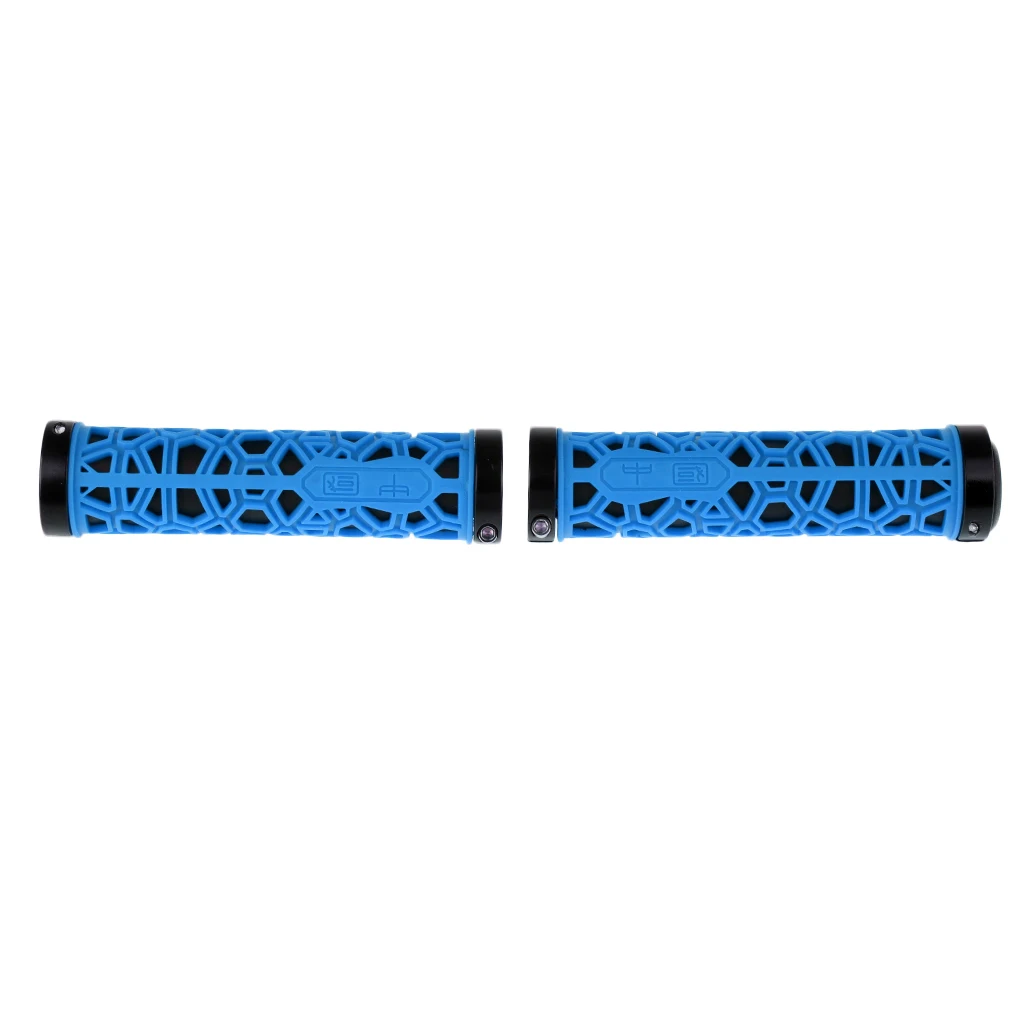 Double Lock-on Bicycle Handlebar Grips TRR Rubber Cycling Parts for MTB BMX Mountain City and Folding Bike Red and Blue