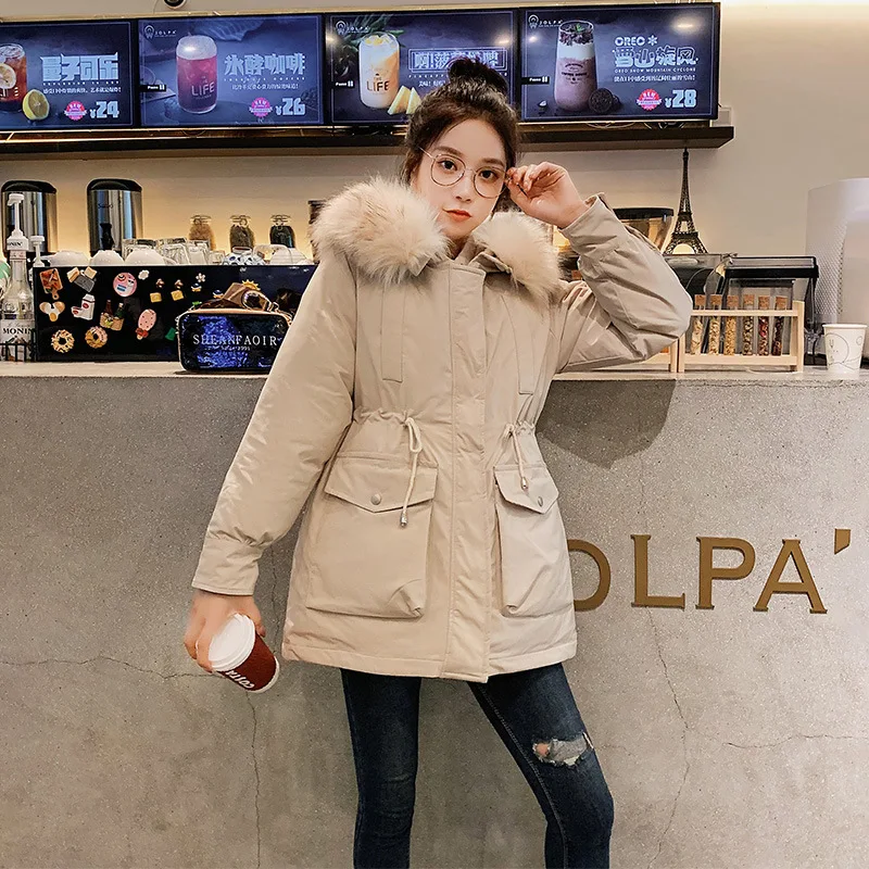 

INS Celebrity Style Shaking Voice Network Red Winter down Jacket Cotton-padded Clothes Women's Short Students Color Fur Collar C