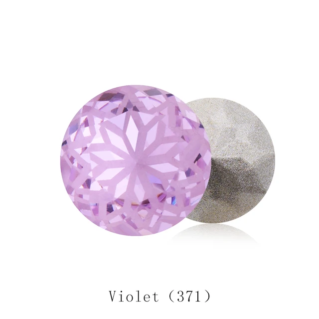 Round Rivoli Glue On Rhinestones 10mm Pointback Stones DIY Crafts Shiny Glass Strass High Quality K9 Crystals Violet
