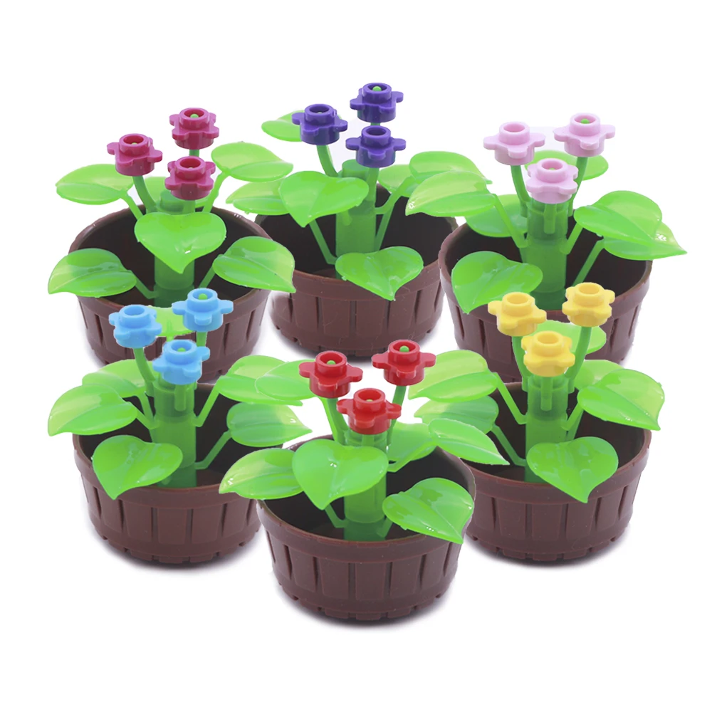 

Friends Blocks Flower Flowerpot Set Tree City Road Sight Figure Accessories MOC Bricks DIY Gift Construction Toys For Children