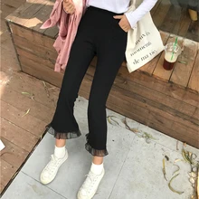 

Women All-match Trendy Black Slim Elegant Student New Trouser Harajuku Soft Solid Leisure Ankle-Length Pants Female Korean Style
