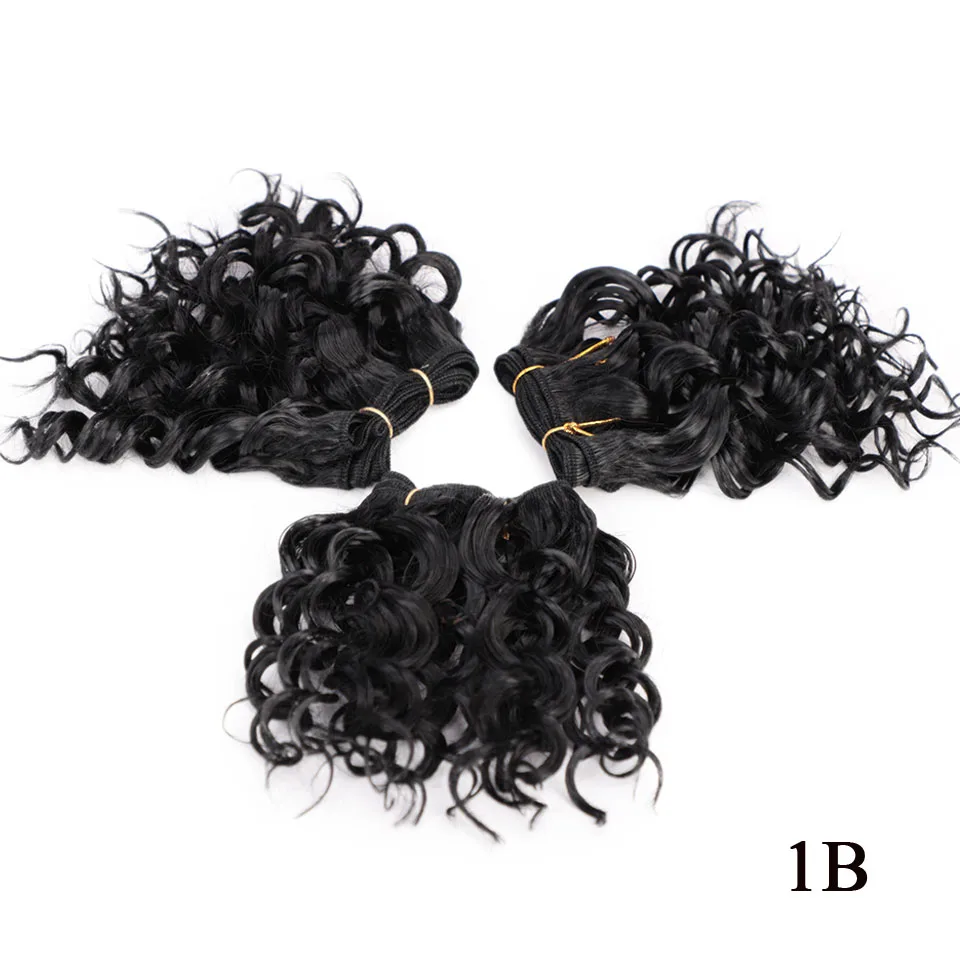 Элегантные Музы афро кудрявые высокотемпературные синтетические волосы уток для наращивания вязанные волосы 3 шт./лот Омбре волосы Weavings - Цвет: # 1B