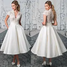 Белые Простые Вечерние платья с кружевным v-образным вырезом средней и длинной секцией, вечернее платье, элегантное Ретро накидка de soiree, халат