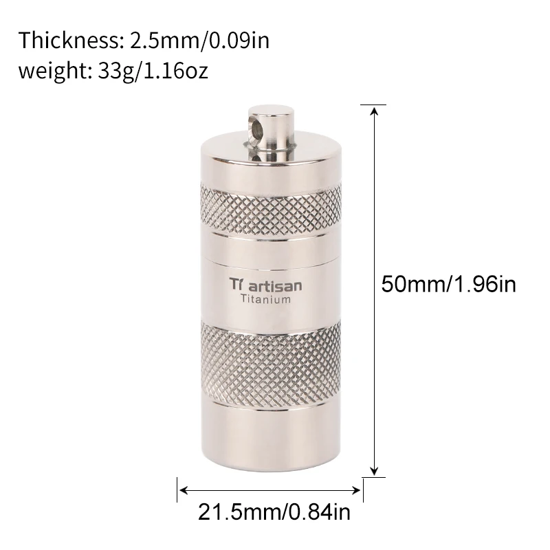 Tiartisan Lightweight portable Outdoor Waterproof Seal Titanium Pill Box Drug Container Medicine Case Cigarette Case
