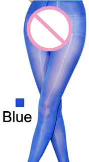 blue Открытая промежность масло Сияющие Блестки Высокая талия леггинсы сексуальные горячие эротические Фетиш прозрачные тонкие нейлоновые боди леггинсы Клубные брюки - Цвет: blue