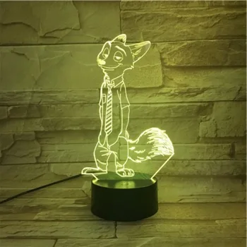 

3D Lamp Battery Powered Zootopia Nick wilde red fox realistic present for children living room decoration led night light lamp