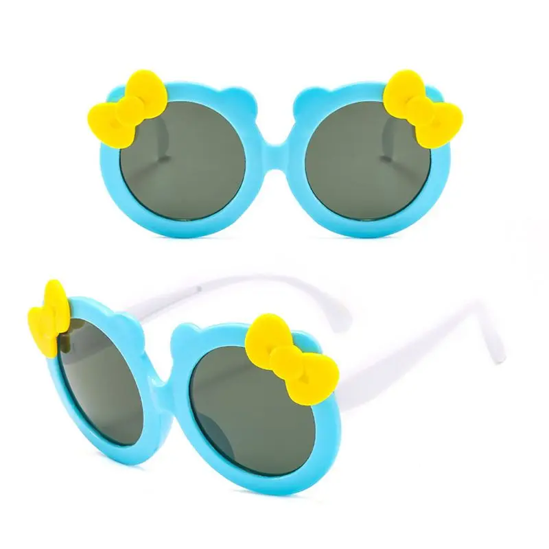Дети поляризационные солнцезащитные очки для девочек милый бант солнцезащитные очки силиконовые защитные UV400 R9CF