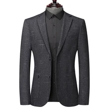 

2022 Spring Men's Business Fashion Suit Male Brand Clothing Casual Blazer Coat Thick Stretch Dark Gray