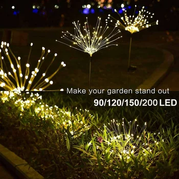 

90/100/120/150/200 LED Solar Fireworks Lights Outdoor Waterproof String Fairy Light For Home Garden Street Christmas Decoration