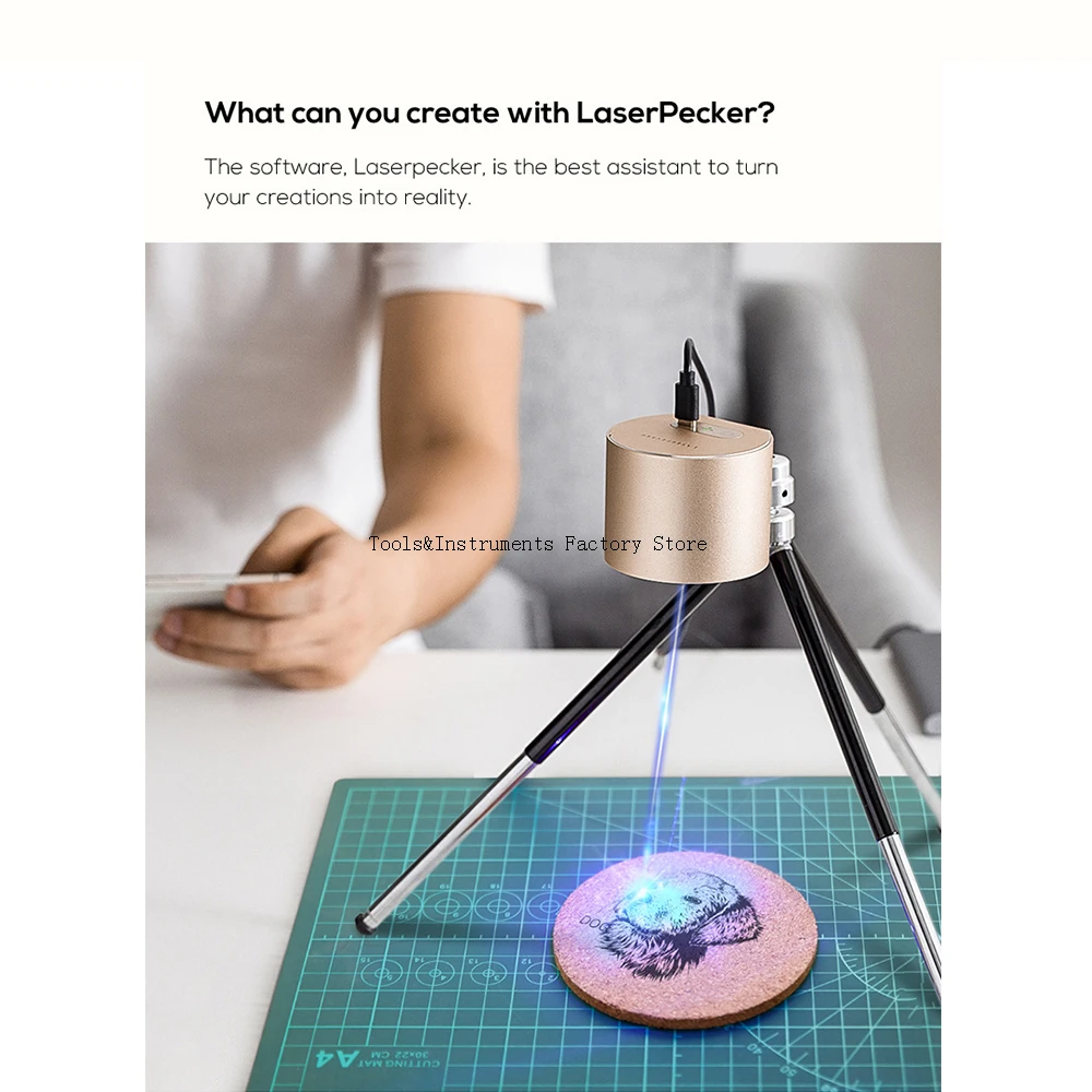 LaserPecker 1.6W Laser Engraver Machine 1600mw OSRAM Wood Router Bluetooth for IOS 9.0+ Android 5.0+ Laser Cutter Printer