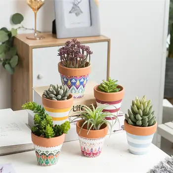 

2Pcs 9/10cm Red Pottery Succulent Flowerpot Ceramic Flower Pot Bonsai Flowerpot Crafts Coarse Pottery Plants Pot for Home Store