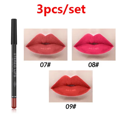 3pcs color 18 12 цветов, сексуальная матовая помада для губ, карандаш для губ, натуральный матовый карандаш для губ, набор ручек, инструмент для макияжа, женская косметика, легко носить - Цвет: 3pcs color 18