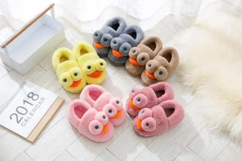 #805-cute duck plush slippers/ home indoor shoes in winter suitable for mid-kids |