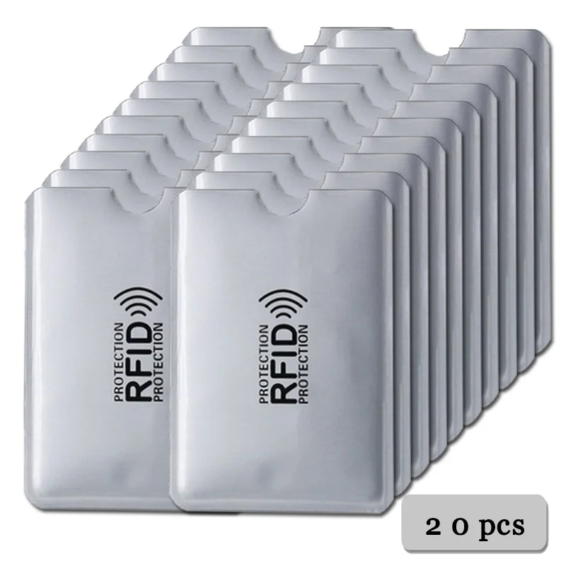 Anti Rfid Wallet Blocking Reader Lock Bank Card Holder Id Bank Card Case Protection Aluminium Metal Smart Anti-theft Credit - Цвет: 20pcs Silver