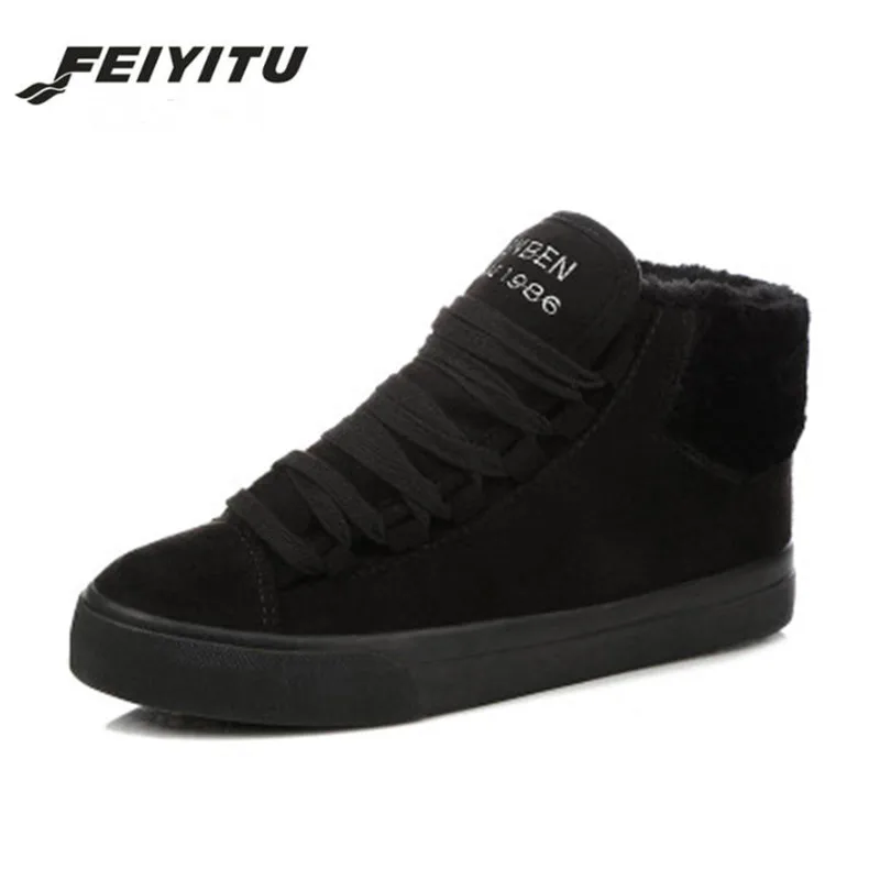 Feiyitu/женские ботинки; коллекция года; Брендовые женские зимние ботинки; нескользящие модные повседневные зимние ботинки; женская обувь; Размеры 35-40; цвет розовый, черный, хаки - Цвет: Черный