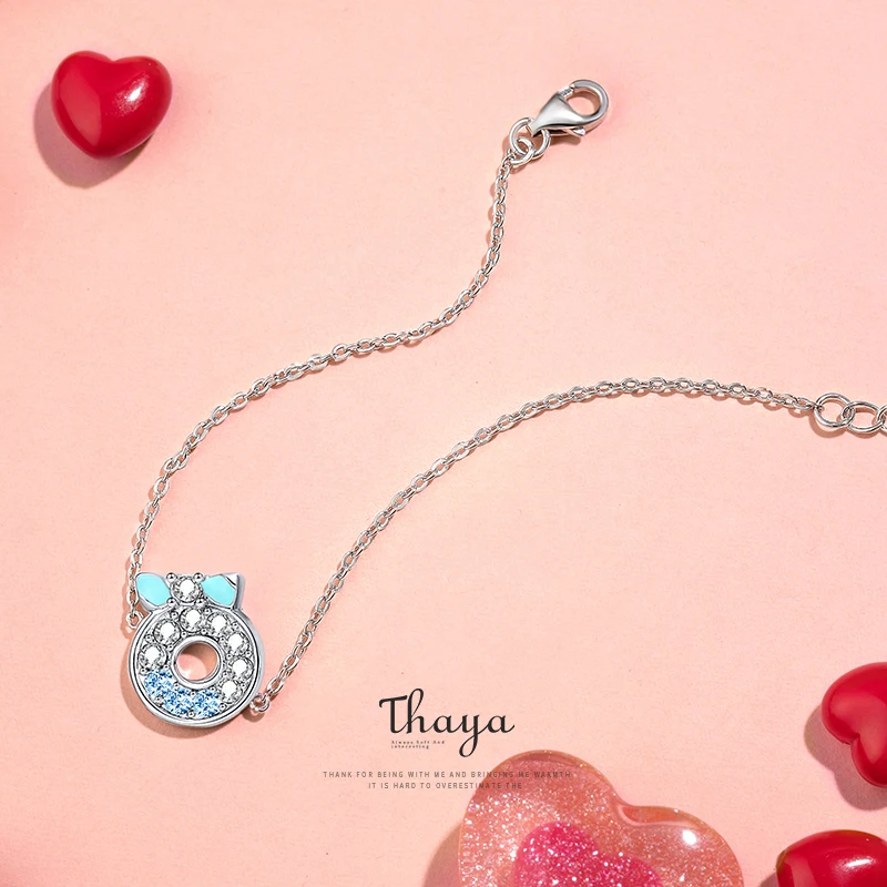 Thaya Original Design S925 Silver Donut Bracelet Thin Chain Crystal Handmade For Women Fine Jewelry Charming Bracelets | Украшения и