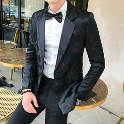 Blazer Hombre Mens Slim Fit Blazer Jacket Business Affairs Printing Single Man's Suit Loose Coat Hombre Formal Men Clothing