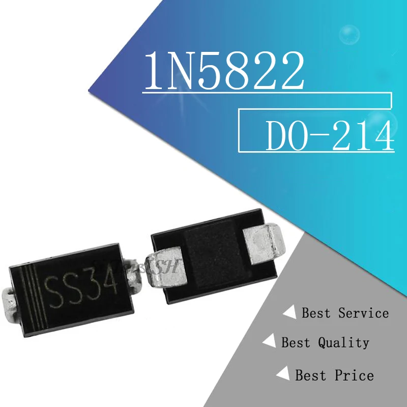 100pcs 1N5822 SMA SS34 smd DO-214ac IN5822 Schottky diode ss34 | Электронные компоненты и принадлежности