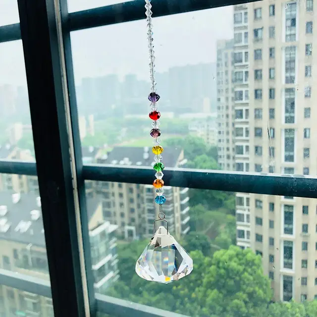 40 Mm -Es Kristályprizmák Ablakokat Lógó Üveg Medál Fengshui Gyógyító Napsütő Csakra Szivárványkészítő Hálószoba Kert Dekoráció - Image 4