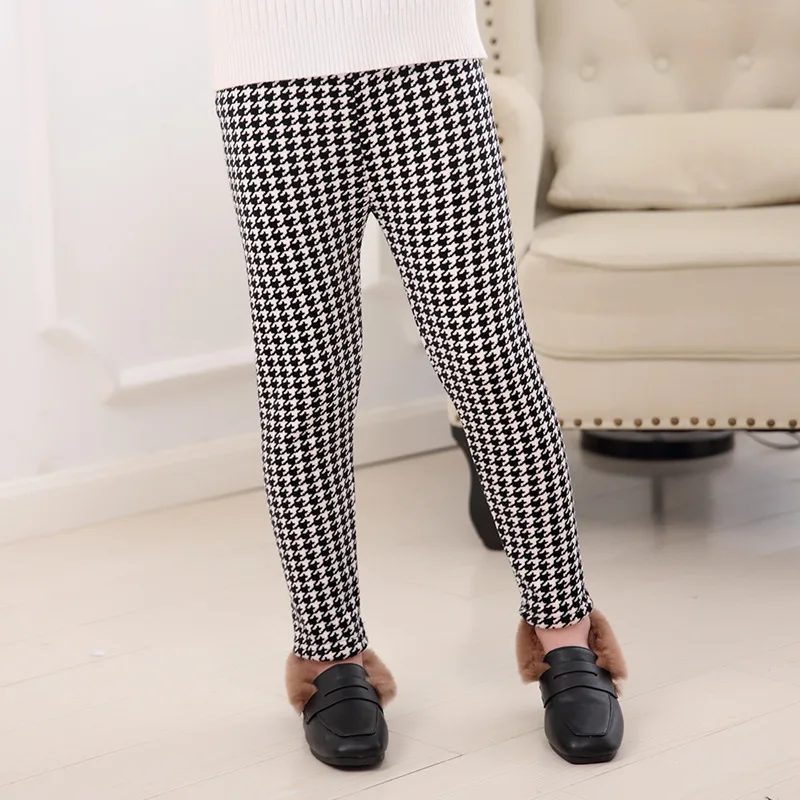 Новые зимние леггинсы для девочек вельветовые плотные теплые штаны для девочек с принтом звезды детские штаны Зимняя одежда для девочек от 3 до 8 лет - Цвет: Plaid