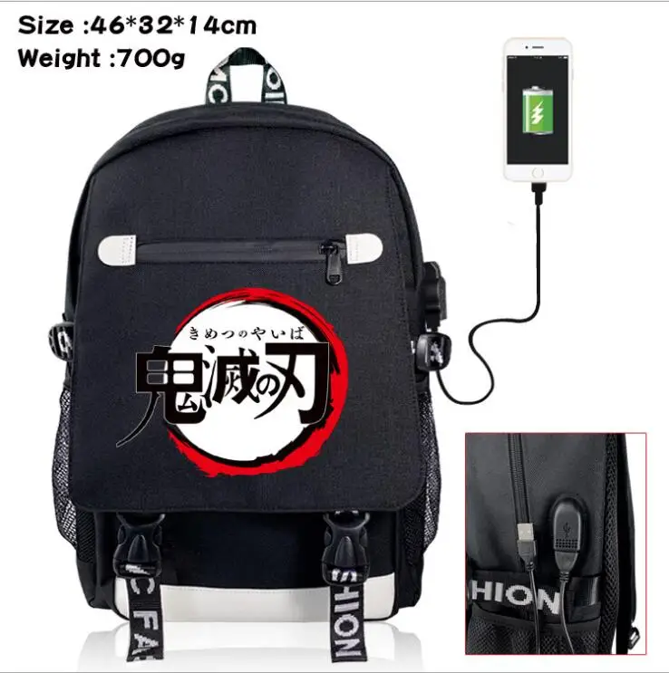 as pictures Ghost Blade Kimetsu no Yaiba USB сумка Поп сумки старшеклассница сумка Mochila Feminina рюкзак для путешествий для мужчин мультяшный - Цвет: as pictures