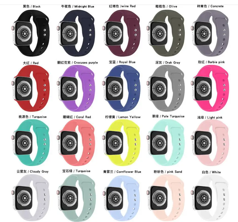 50 шт. силиконовый спортивный ремешок для 38 мм Apple Watch Series 5 4 3 2 42 браслет на запястье
