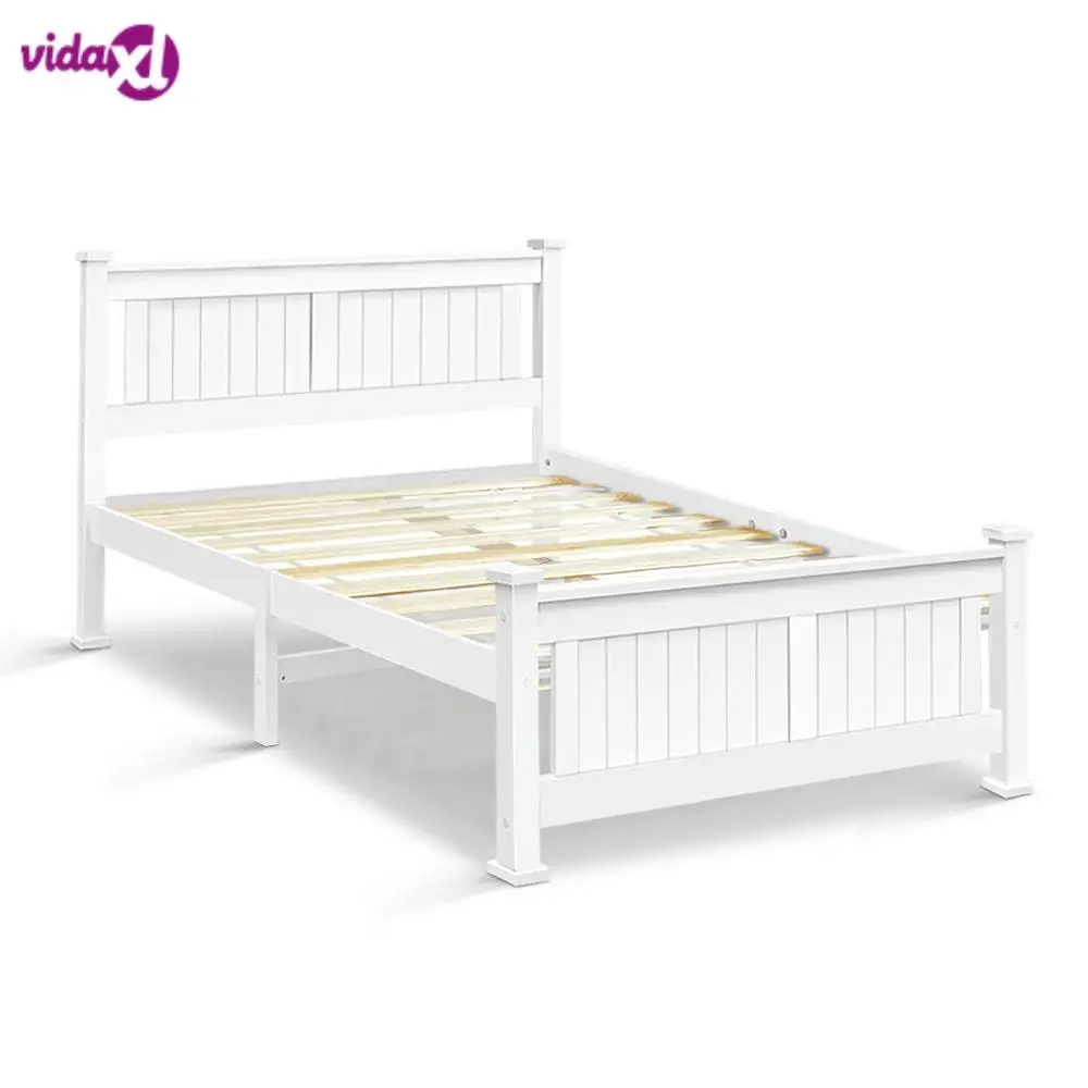 

204 X 149cm Double Size Wooden Bed Frame White Smooth Finish Edges Bed For Adults And Children Comfortable Bed A2