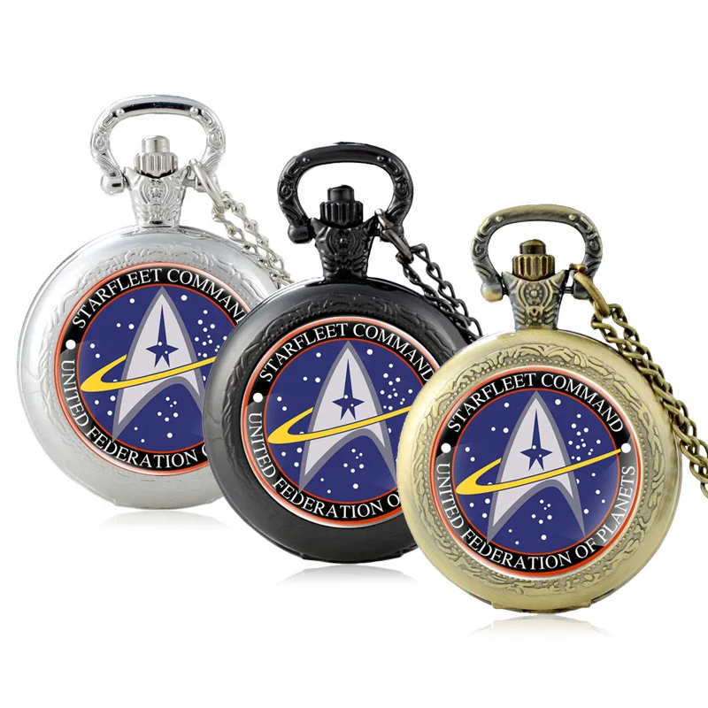 New Fashion Starfleet Command Glass Cabochon Quartz Pocket Watch Vintage Men Women Pendant Necklace Chain Hours Clock | Наручные часы