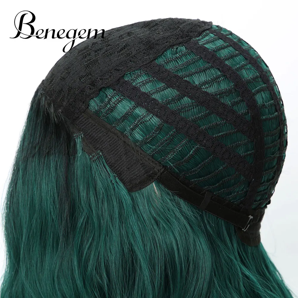 Benegem зеленый волнистый парик 14 дюймов натуральная волна кудрявый женский парик некружевной Синтетический Косплей Костюм парик 40 см