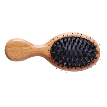 

Mini Portable Green Beech Haircut Tool Airbag Brush Bristle Comb Healthy Care Scalp Massage Antistatic Hairbrush (As Shown)