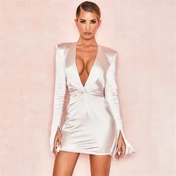 

Jazz Dance Clothes Dj Bar Stage Performance Costumes Nightclub Female Singer Evening Party Long Sleeve V-Neck Sexy Dress DQL2516