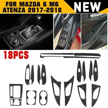 

18PCS Sticker For Mazda 6 M6 Atenza 2017-18 Carbon Fiber Left-hand Driving Car Interior Decor Kits Trim Sticker