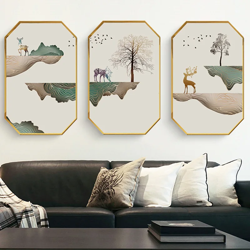 

Manufacturers Direct Selling Octagonal Living Room Decorative Painting Model Room Home Office Hotel Polygon Hanging Painting