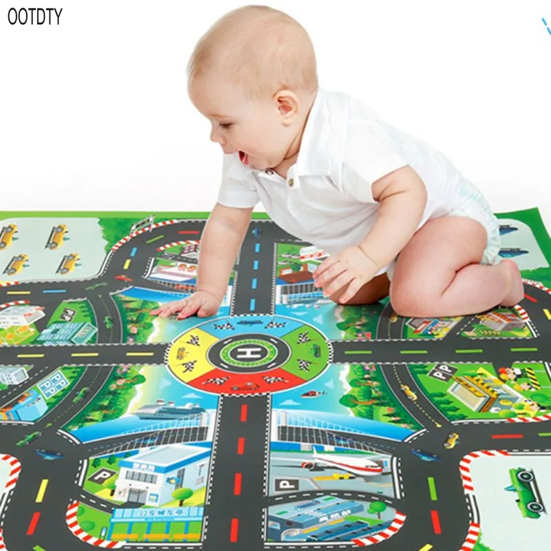OOTDTY Kids Baby Play Mat Chinese and English Car Flying Chess Racing Game Map Pad Children 3