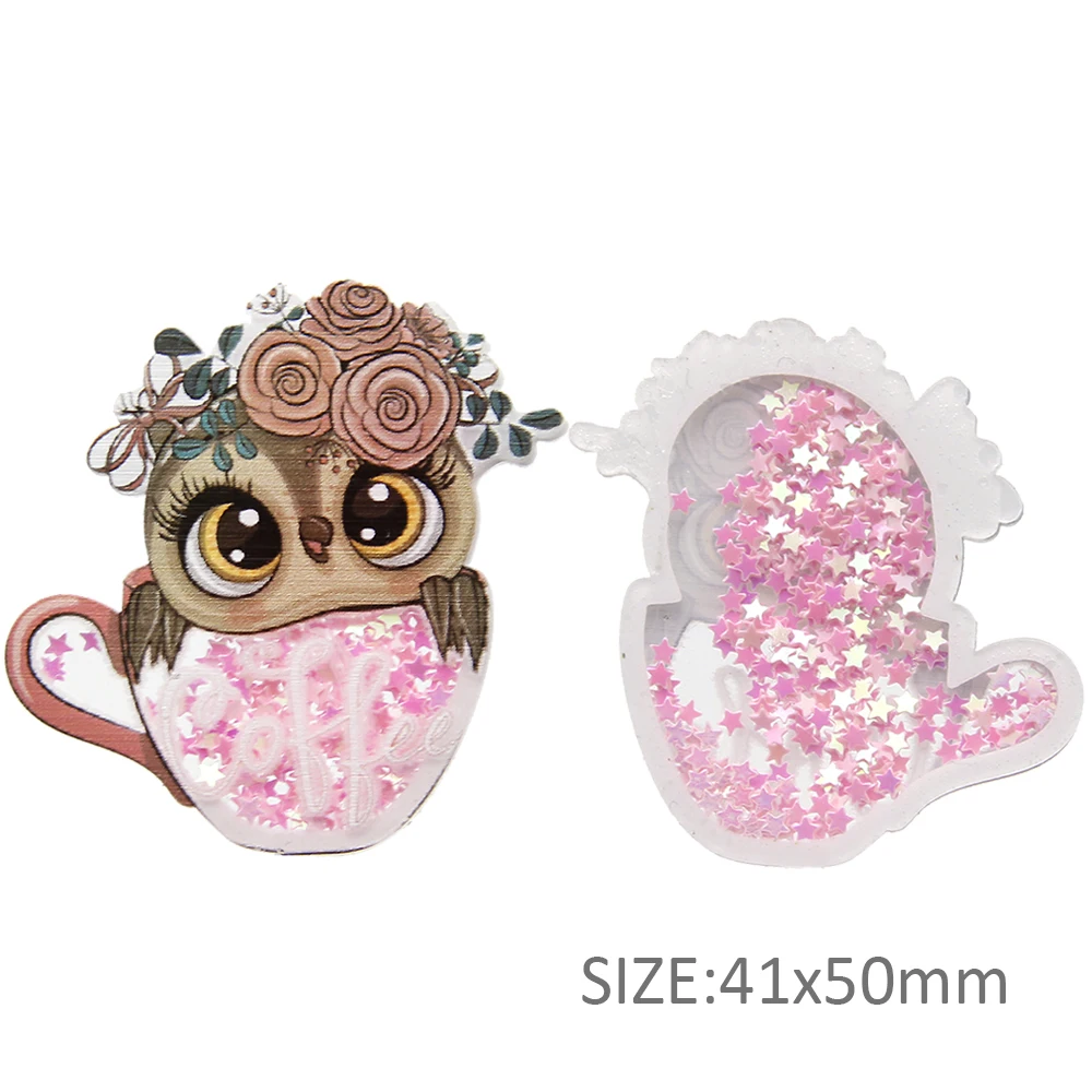 Halloween Snow Pumpkin Leaf Shakers Transparent Acrylic with Sequins DIY Make Hair Bows Phone Decoration,5Yc8229