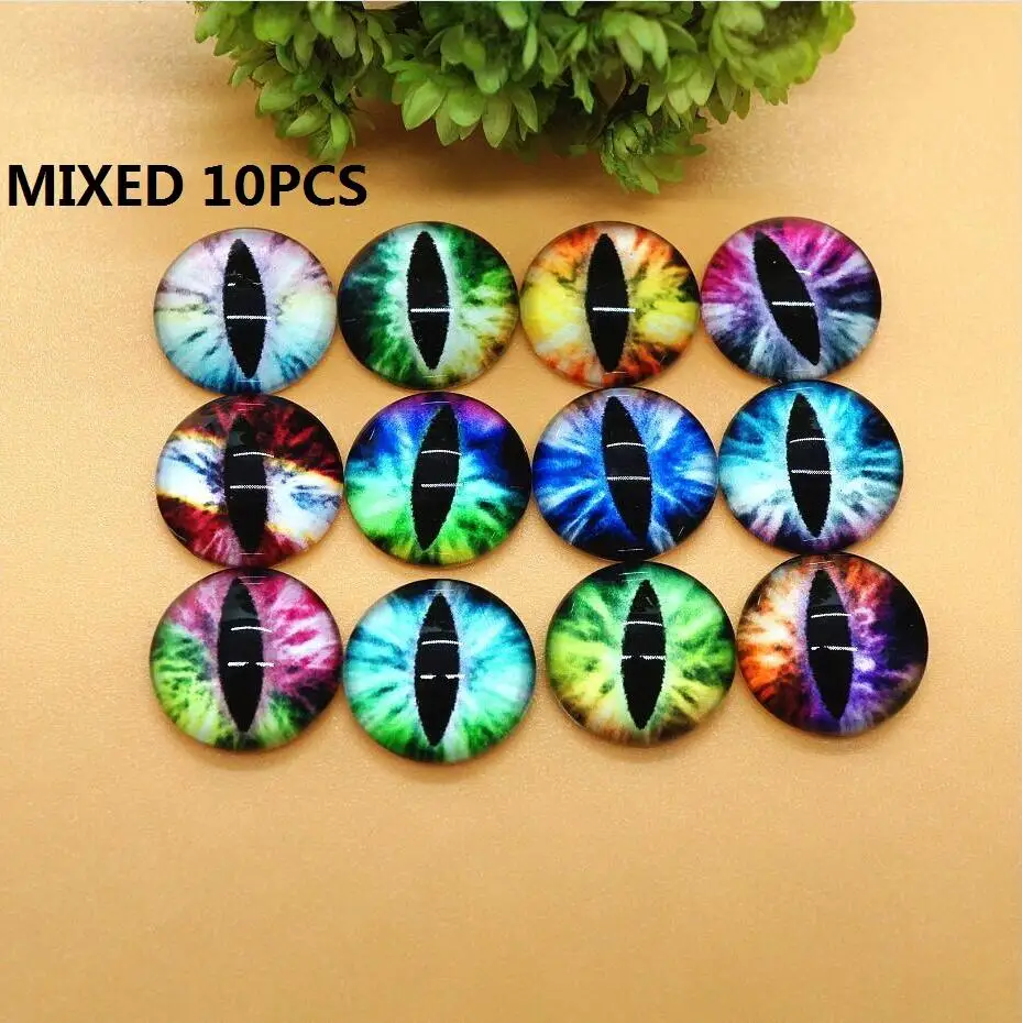 MIXED 10pcs 8MM10MM12MM микс круглые зрачки глаза Дракона фото кабошоны для изготовления браслета ожерелье булавки брошь ремесло поставки - Цвет: MIXED 10pcs