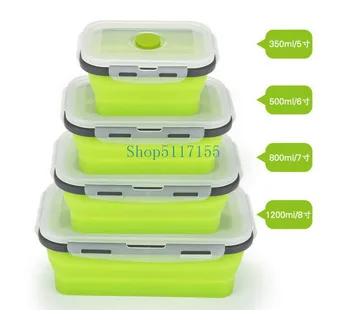 

DHL 10set 4Pcs/set Silicone Folding Bento Box Collapsible Portable Lunch Box for Food Dinnerware Food Container Bowl