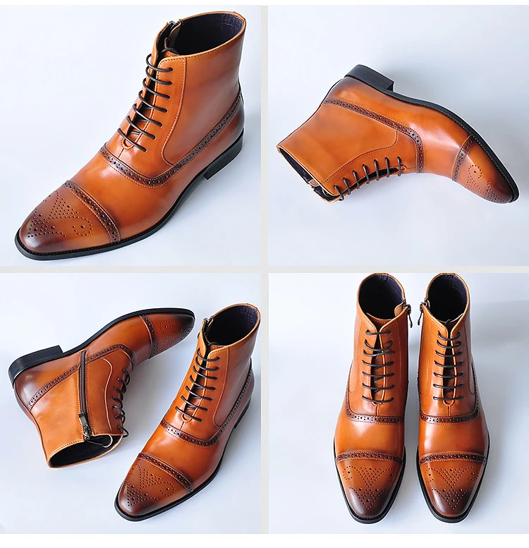 UPUPER/модные ботинки; Мужская обувь; удобные дышащие ботинки с высоким берцем на молнии сбоку; Роскошные брендовые рабочие мужские ботинки;