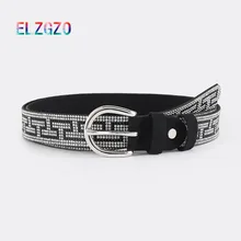 New Women's Rhinestone Pin Buckle Belt Fashion Solid PU Leather Flash Diamond Pants Belt High Quality Female's Jeans Belt