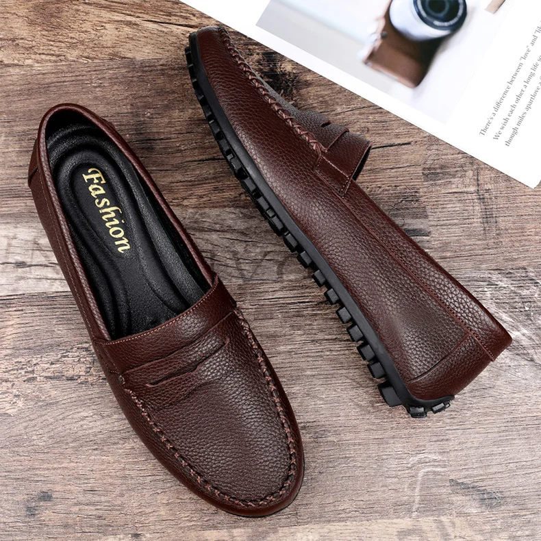 Mayba Männer Slipper Rindsleder Schuhe hochwertige Freizeit schuhe Flat Slip auf Größe 37-46 – Detail 21