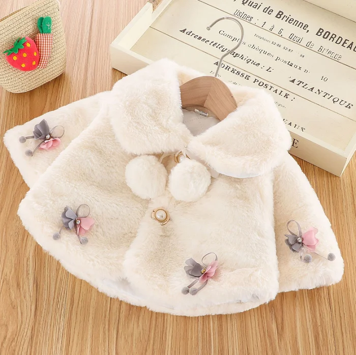 Baby Girls kids Winter Button Cardigan Jacket Toddler Windbreaker Warm Cloak Cardigan Bowknot Coat Snow Wear Clothes