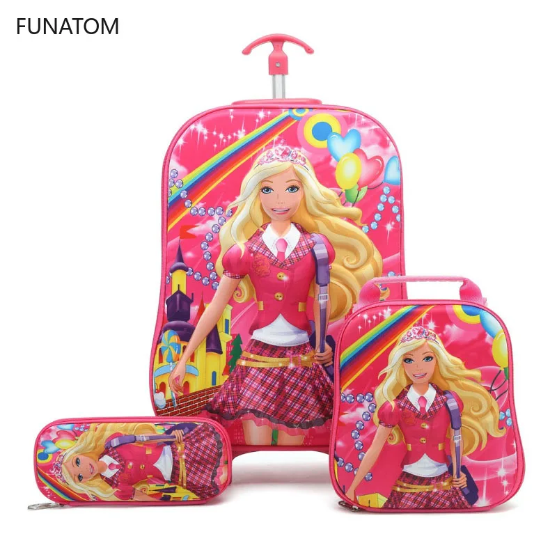 Children 3D Suitcase Child Bag Girl Stair Pull Box Roller Multicolor Suitcase School Backpack with Wheel Trolley Case 5 Colors