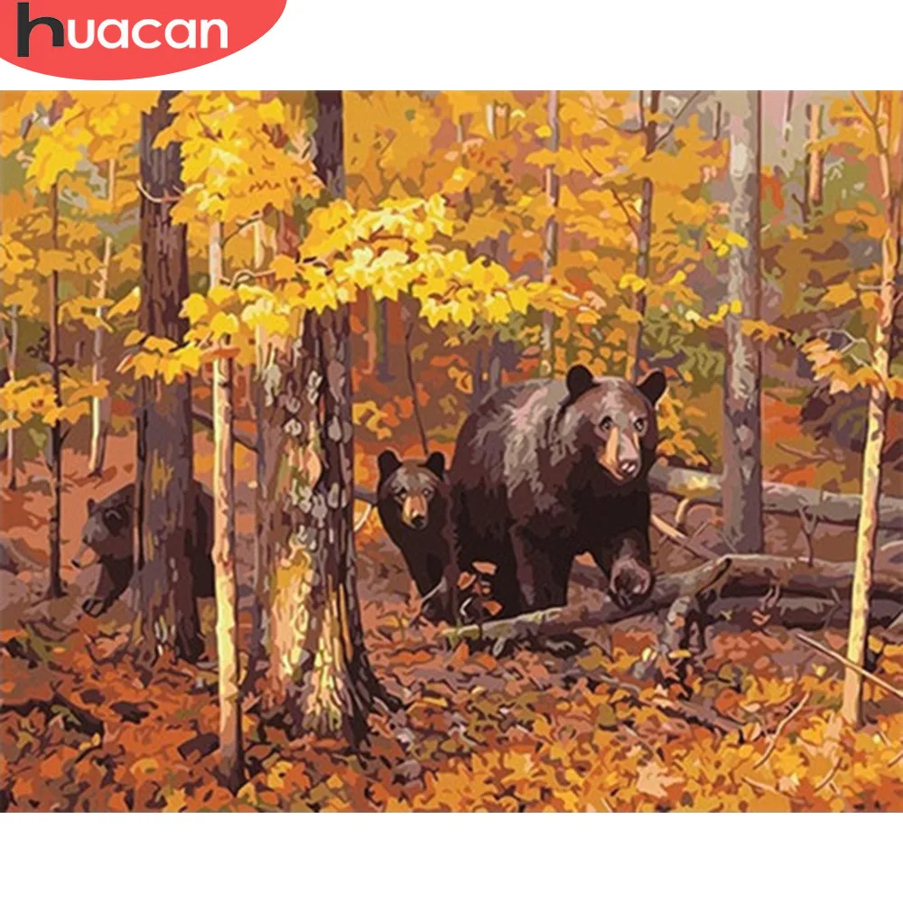 HUACAN картины по номерам медведь животные ручная роспись наборы Рисование Холст Картина маслом украшение дома DIY подарок