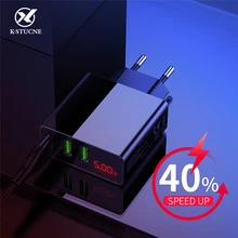 Светодиодный USB зарядное устройство с цифровым дисплеем, быстрая зарядка для iPhone, зарядное устройство 3 USB, быстрая зарядка, настенный телефон, зарядка для samsung, Xiaomi, huawei