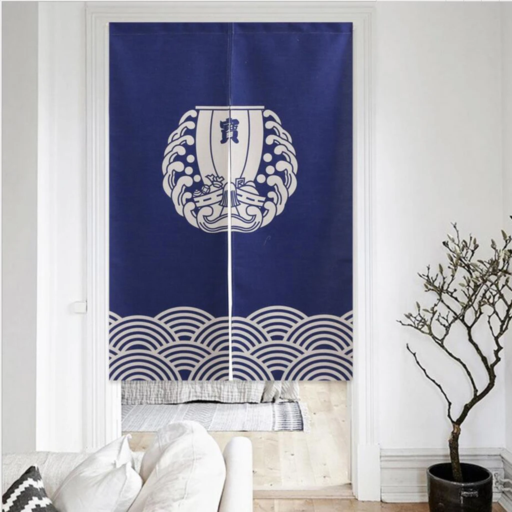 

Japanese Design Door Noren Simple Pattern Room Half Curtain Cotton Linen Long / Short Type Hanging Curtain for Home Kitchen Cafe